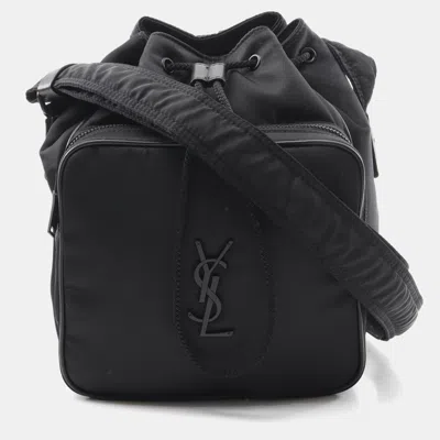 Pre-owned Saint Laurent Niki Bucket Black Nylon Leather Shoulder Bag