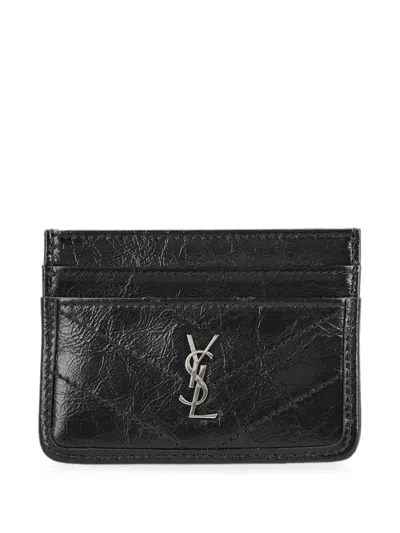 Saint Laurent Niki Card Case In Leather In Black