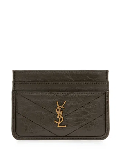 Saint Laurent Niki Card Case In Vintage Leather In Brown