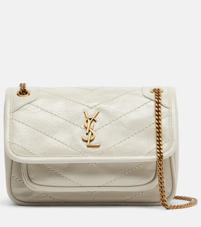 Saint Laurent Niki Cassandre Mini Leather Shoulder Bag In Neutral
