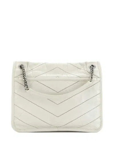 Pre-owned Saint Laurent Niki Chain Flap Bag Matelasse Chevron Leather Baby Shoulder Bag In Neutral