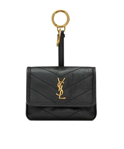 Saint Laurent Niki Charm Pouch In Vintage Leather In Black