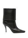Saint Laurent Niki Embellished Leather Ankle Boots In Brown