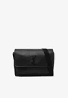 Saint Laurent Niki Hammered Leather Messenger Bag In Black