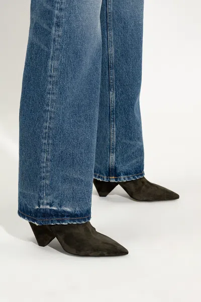 Saint Laurent ‘niki' Heeled Ankle Boots In Green