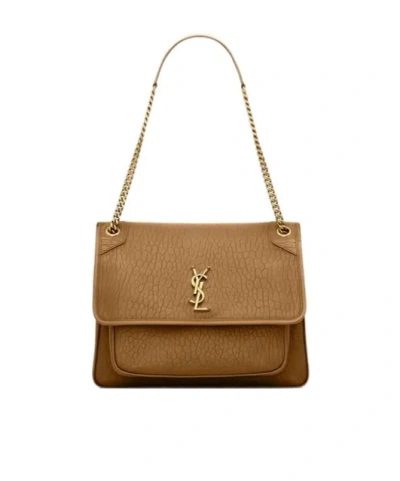 Saint Laurent Niki Large Grain Shoulder Bag In Brown