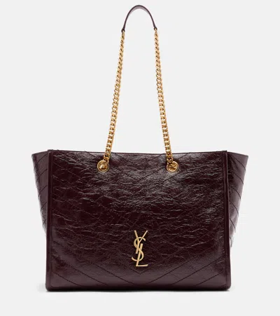 Saint Laurent Niki Large Leather Shoulder Bag In Burgundy