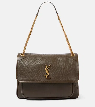 Saint Laurent Niki Large Leather Shoulder Bag In Green
