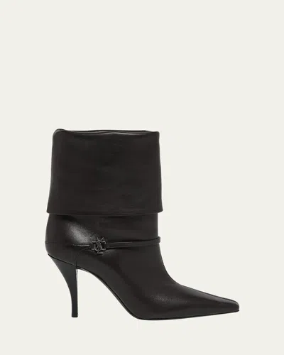 Saint Laurent Harris Eagle Brown Leather Boots In Black