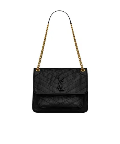Saint Laurent Niki Logo-lettering Shoulder Bag In Black