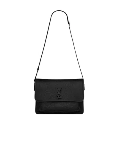 Saint Laurent Niki Logo Plaque Messenger Bag In Black