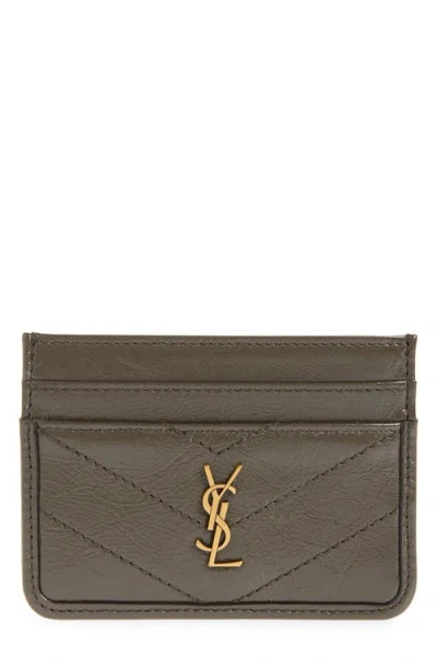 Saint Laurent Niki Matelassé Leather Card Case In Brown
