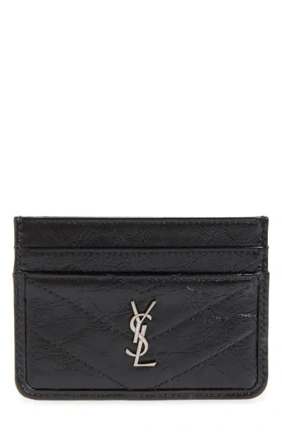 Saint Laurent Niki Matelassé Leather Card Case In Orange