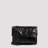 Saint Laurent Niki Medium Flap Ysl Shoulder Bag In Crinkled Leather In Black