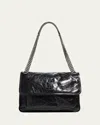 Saint Laurent Niki Medium Flap Ysl Shoulder Bag In Crinkled Leather In Black