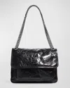 Saint Laurent Niki Medium Flap Ysl Shoulder Bag In Crinkled Leather In Black