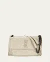 Saint Laurent Niki Medium Flap Ysl Shoulder Bag In Crinkled Leather In Neutral