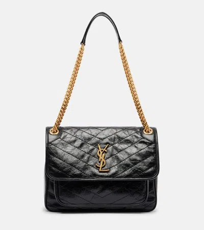 Saint Laurent Niki Medium Leather Shoulder Bag In Black