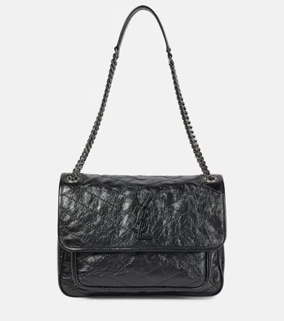 Saint Laurent Niki Medium Leather Shoulder Bag In Black