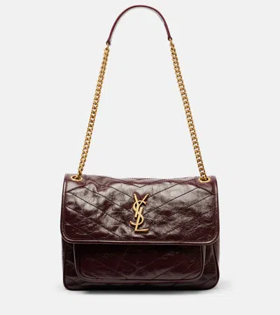 Saint Laurent Niki Medium Leather Shoulder Bag In Burgundy