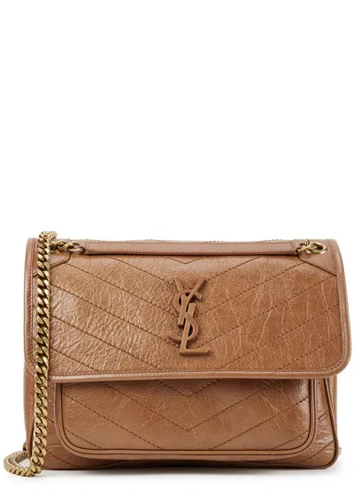 Saint Laurent Niki Medium Leather Shoulder Bag, Shoulder Bag, Brown