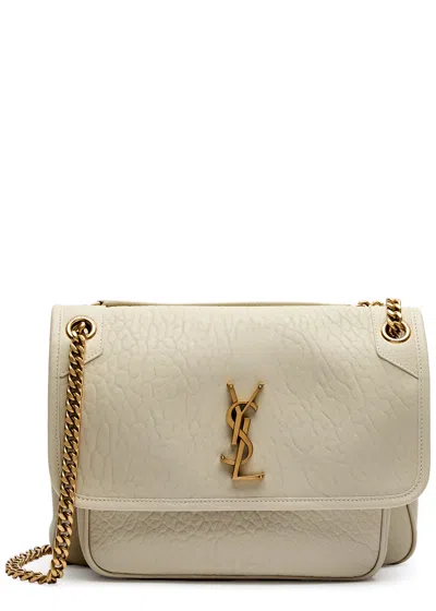 Saint Laurent Niki Medium Leather Shoulder Bag In White