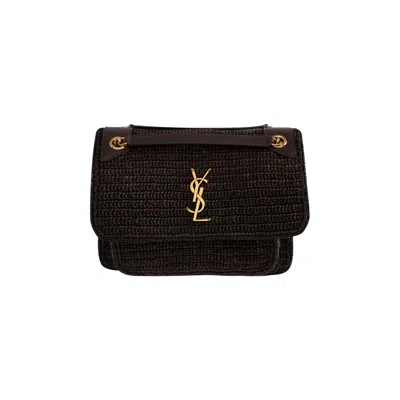 Pre-owned Saint Laurent Niki Medium Raffia Bag 'chocolate Truffle' | Brown | Women's Size Onesize