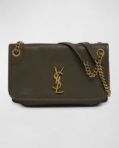 Saint Laurent Niki Medium Ysl Leather Shoulder Bag In Light