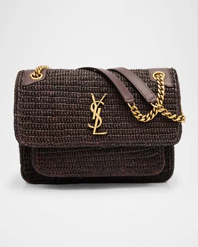 Saint Laurent Niki Medium Ysl Raffia Shoulder Bag In Multi