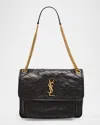Saint Laurent Niki Medium Ysl Shoulder Bag In Vintage Leather In Black