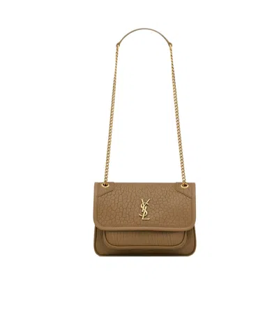 Saint Laurent Niki Mini In Grained Lambskin In Brown
