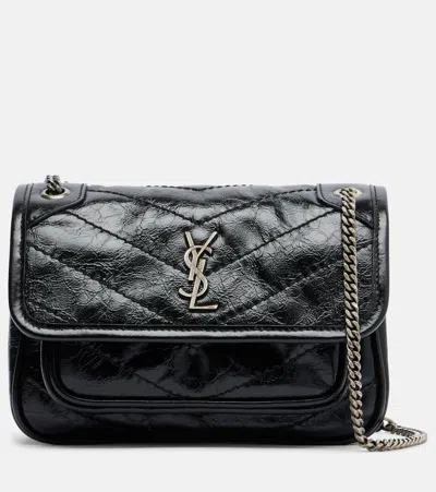 Saint Laurent Niki Mini Leather Shoulder Bag In White