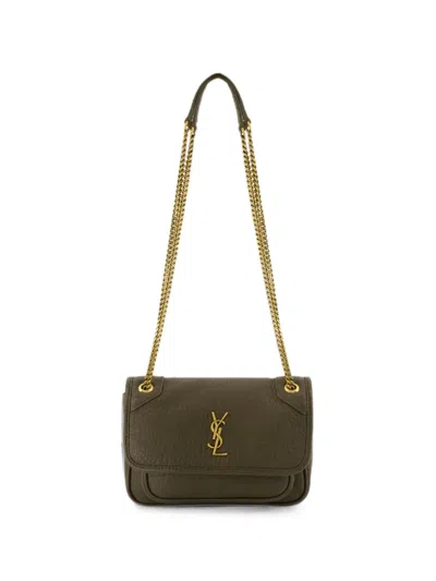 Saint Laurent Niki Mini Shoulder Bag In Grained Lambskin In Brown