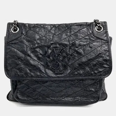 Pre-owned Saint Laurent Niki Monogram Shoulder Bag In Black