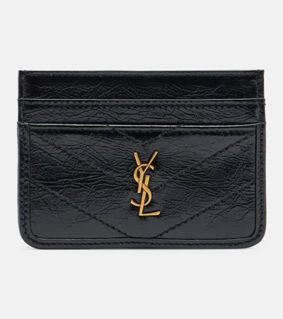 Saint Laurent Niki Patent Leather Card Holder In Black