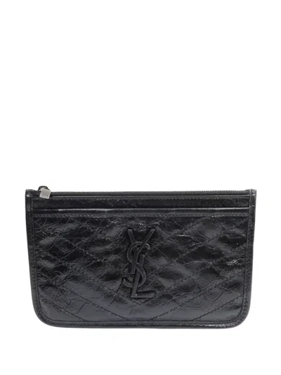 Pre-owned Saint Laurent Niki Quilted Clutch Bag In Black