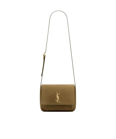 Saint Laurent Niki Satchel In Suede In Green