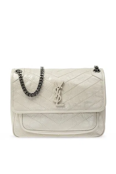 Saint Laurent Ivory Leather Medium Niki Shoulder Bag In White
