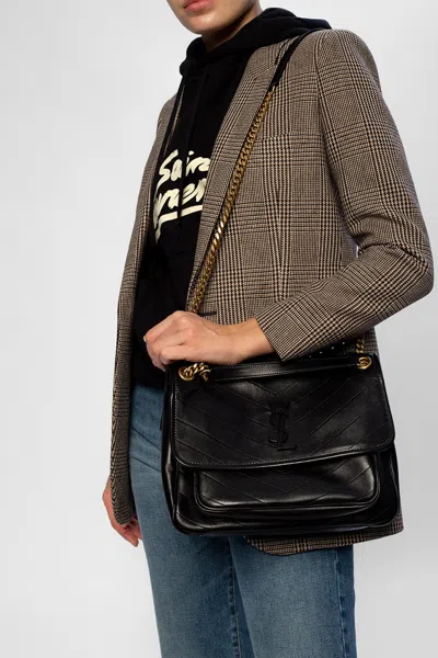 Saint Laurent ‘niki' Shoulder Bag In Black