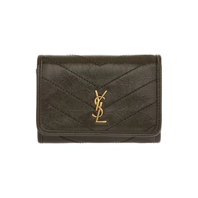 Pre-owned Saint Laurent Niki Slim Wallet 'light Musk' | Green | Men's Size Onesize