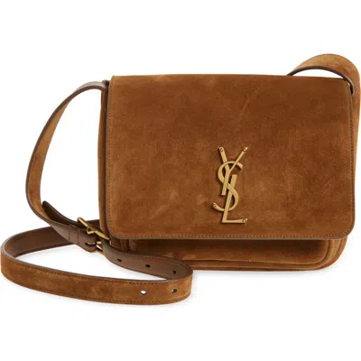 Saint Laurent Niki Suede Crossbody Bag In Brown