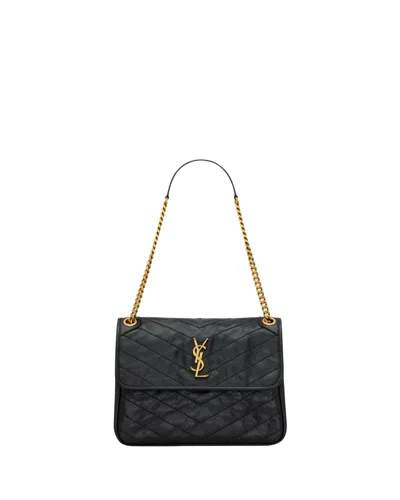 Saint Laurent Niki Tripouch In Vintage Leather In Black