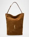 Saint Laurent Niki Ysl Bucket Bag In Quilted Suede