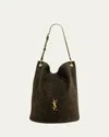 Saint Laurent Niki Ysl Bucket Bag In Quilted Suede In Brown