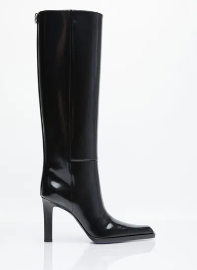 Saint Laurent Nina 95 Leather Knee-high Boots In Black