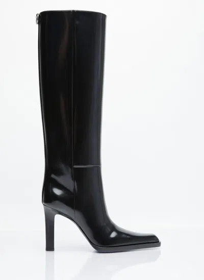 Saint Laurent Nina Leather Knee-high Boots In Black