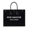 Saint Laurent Black Canvas Large Rive Gauche Shopping Bag In Black