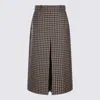 Saint Laurent Noir Multicolor Wool Midi Skirt In Pattern