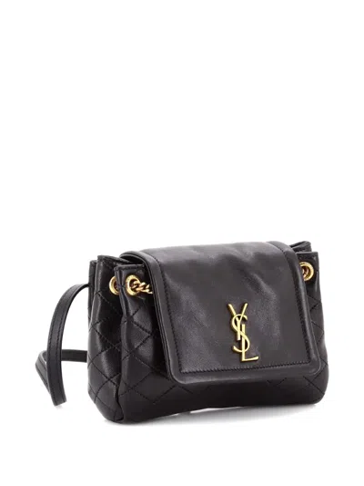 Pre-owned Saint Laurent Nolita Satchel Quilted Leather Mini Crossbody Bag In Black