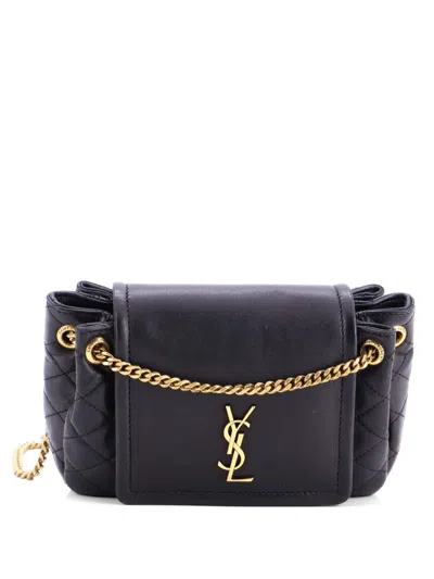 Pre-owned Saint Laurent Nolita Satchel Quilted Leather Mini Crossbody Bag In Black